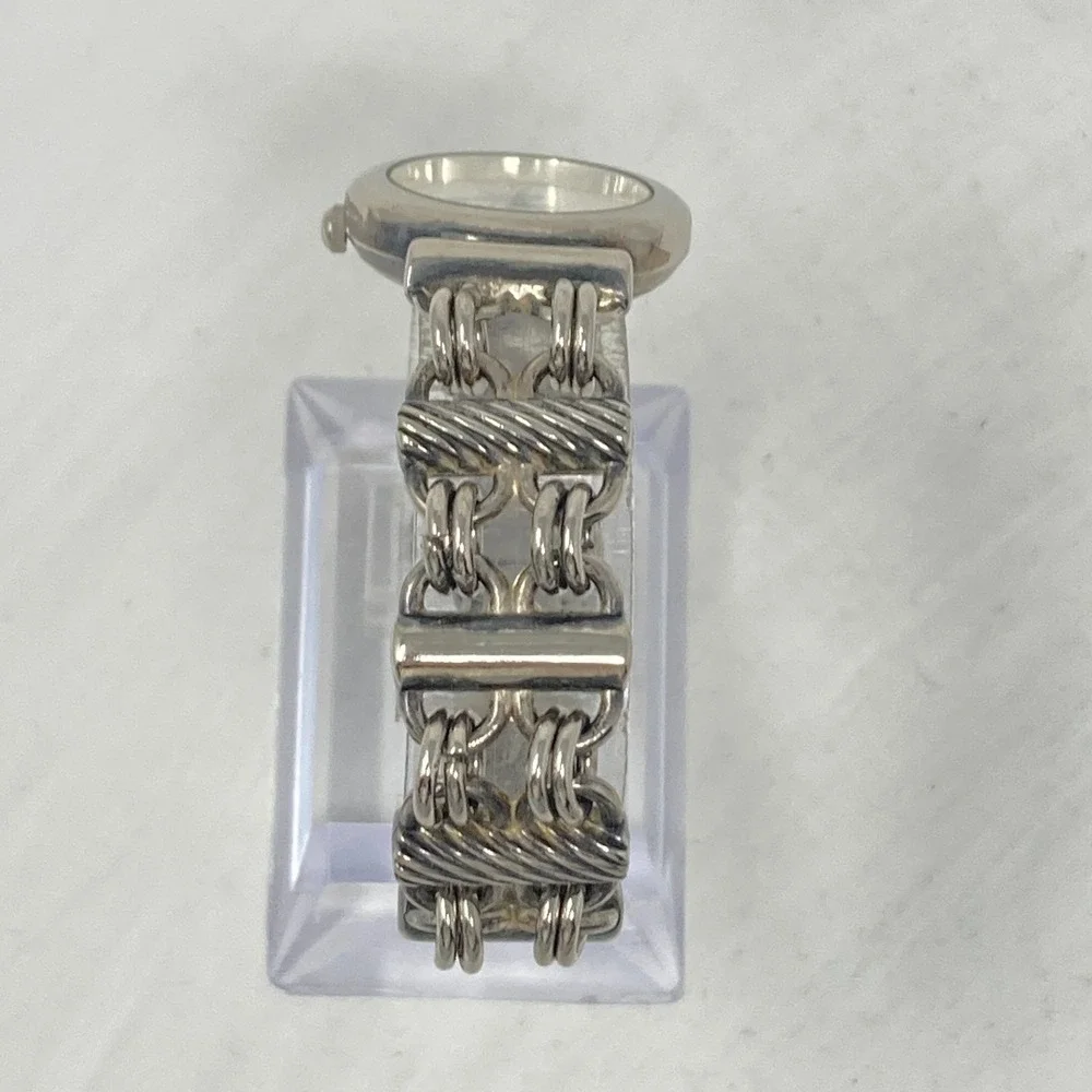 Vtg Shannons Watch Women 25mm Silver Tone Chain Link Band New Battery 6.5